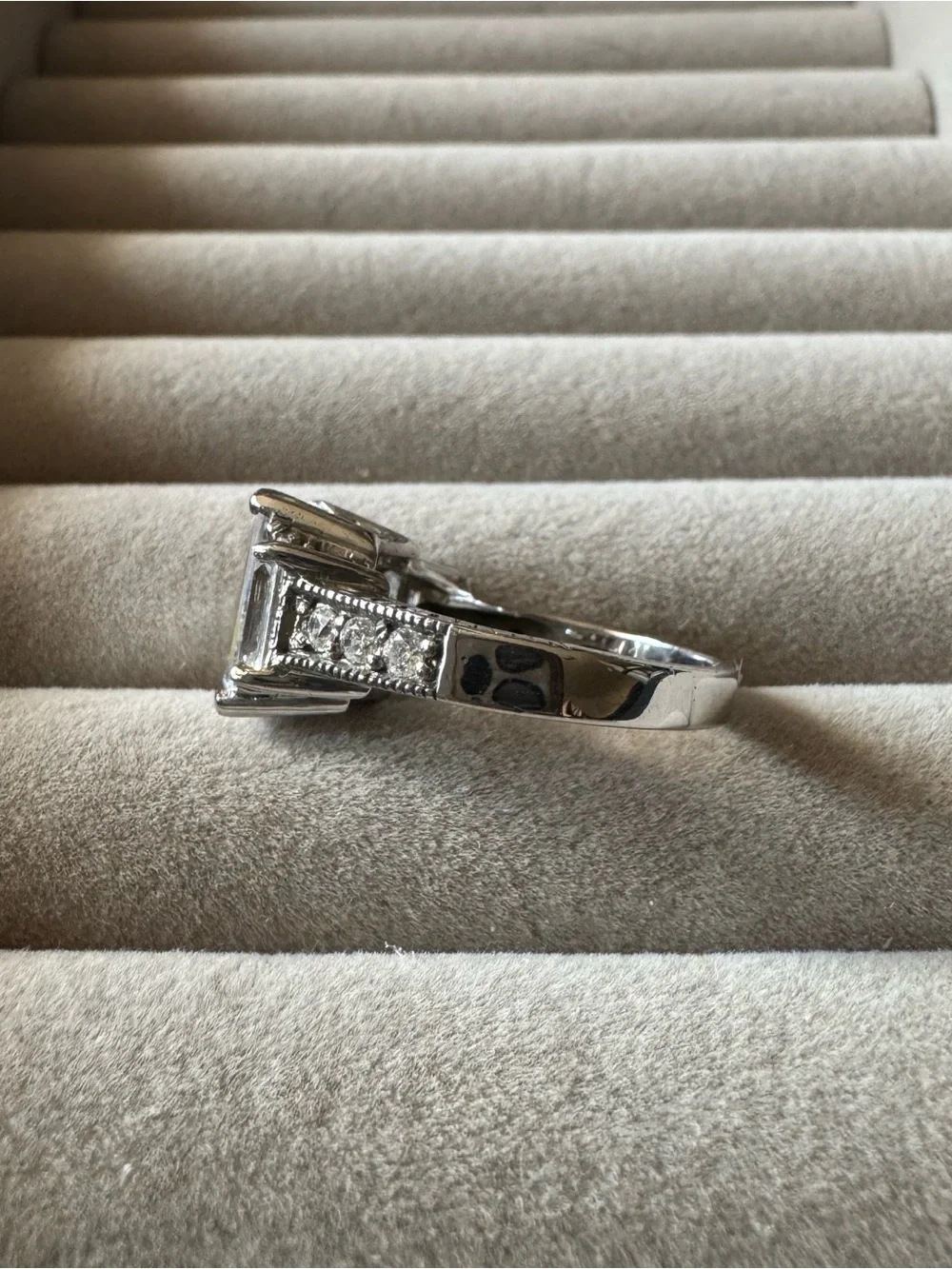 GSJ 925 Sterling Silver Diamonique Emerald Cut CZ Statement Ring Size 8
